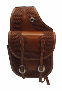 Billy Cook Basket Border Tooled Leather Saddle Bag 15-2734