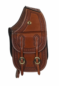 Billy Cook Waffle Border Tooled Leather Saddle Bag 15-2733