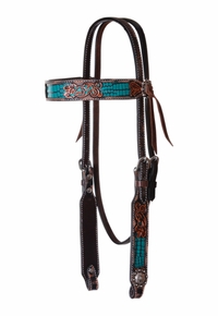 Circle Y Browband Headstall Filigree Turq Gator