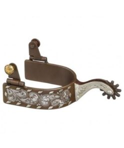 JT International Antique Brown Engraved Buckstitch Spurs 78-9850