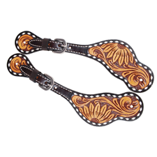 Womens Rafter T Sunflower Floral Tooling Spur Strap SS639