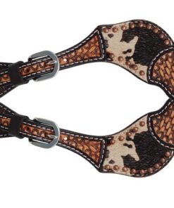 Womens Rafter T Peppered Hide Copper Flower Spots Spur Strap SS654